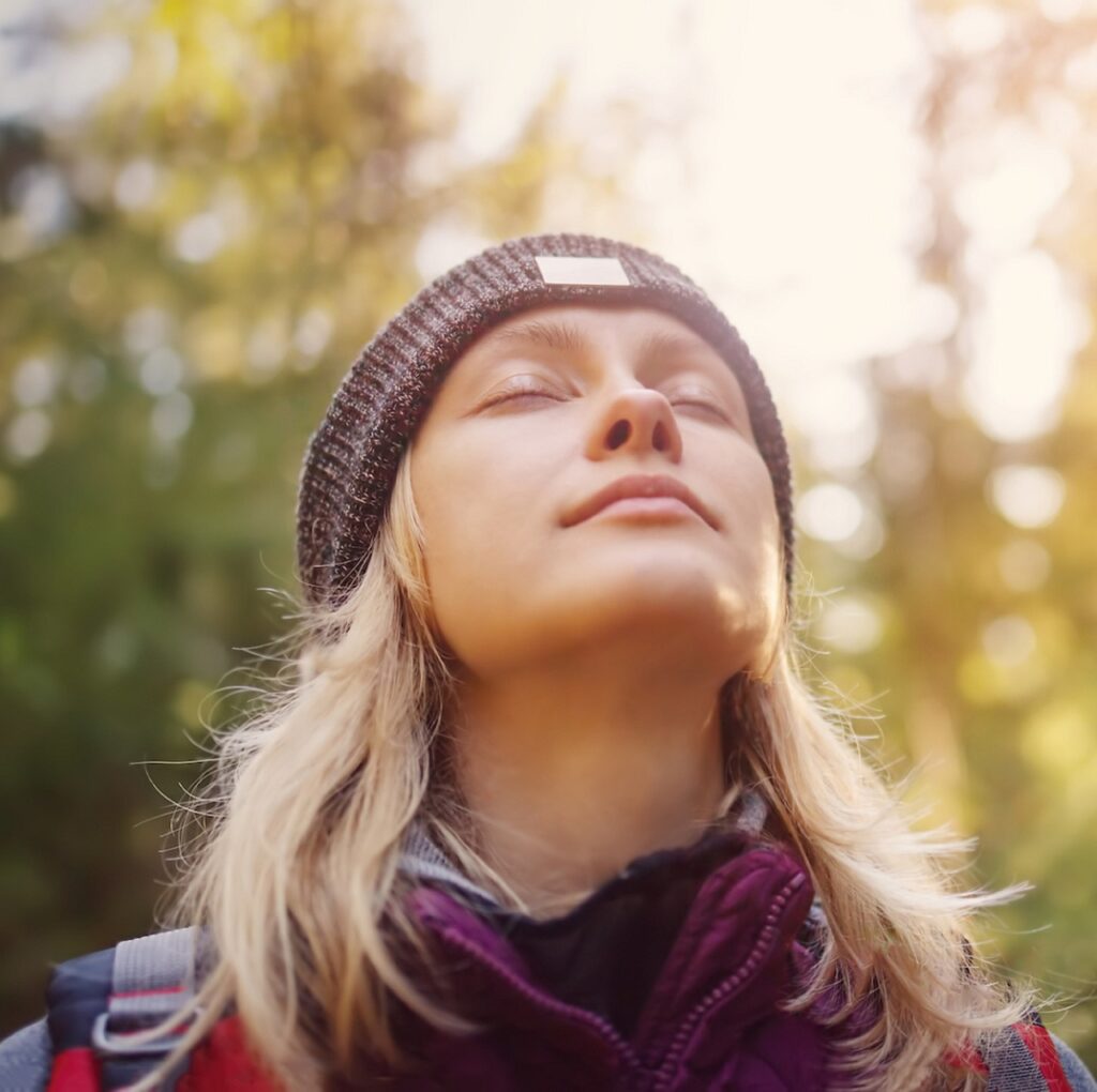 woman, meditation, inhale