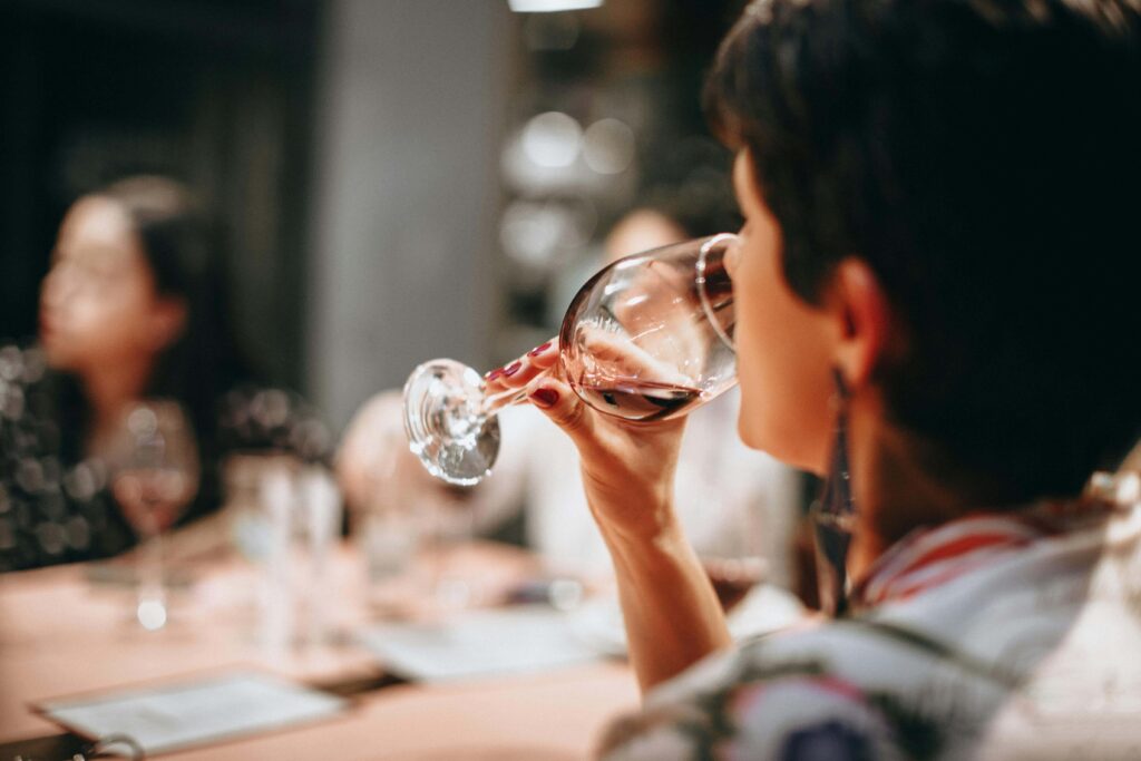 woman drinking wine