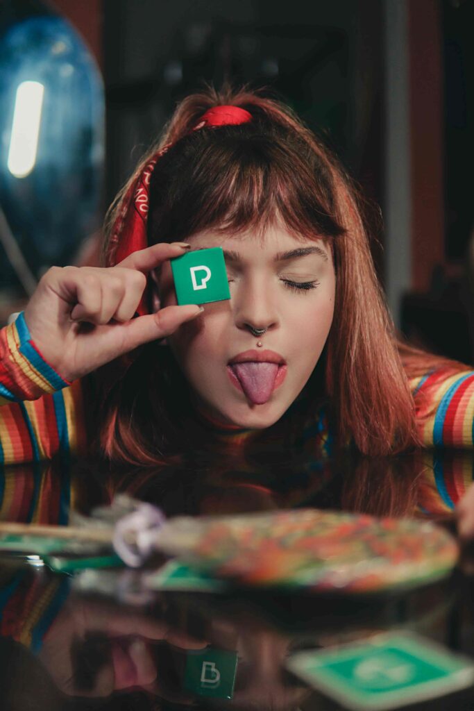 teen showing her tongue